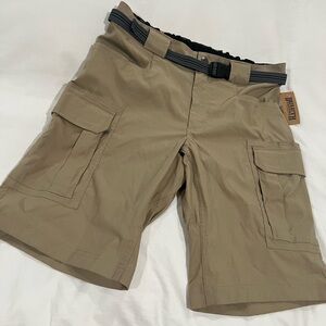 Duluth Trading Co Tan Cargo Shorts with Webbing Belt